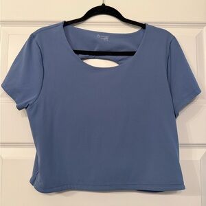 aerie OFFLINE Blue Workout Crop Top with Back Keyhole